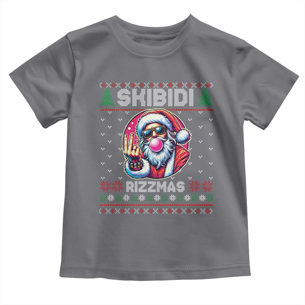 Funny Xmas Toddler T Shirt Skibidi Rizzmas Santa Bubble Gum
