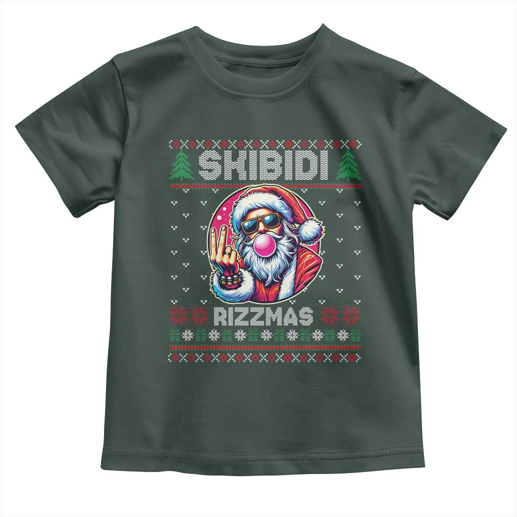 Funny Xmas Toddler T Shirt Skibidi Rizzmas Santa Bubble Gum