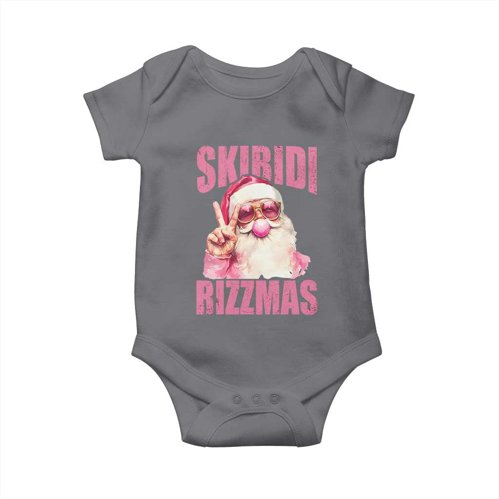 Funny Xmas Baby Onesie Skibidi Rizzmas Pink Santa Bubble Gum