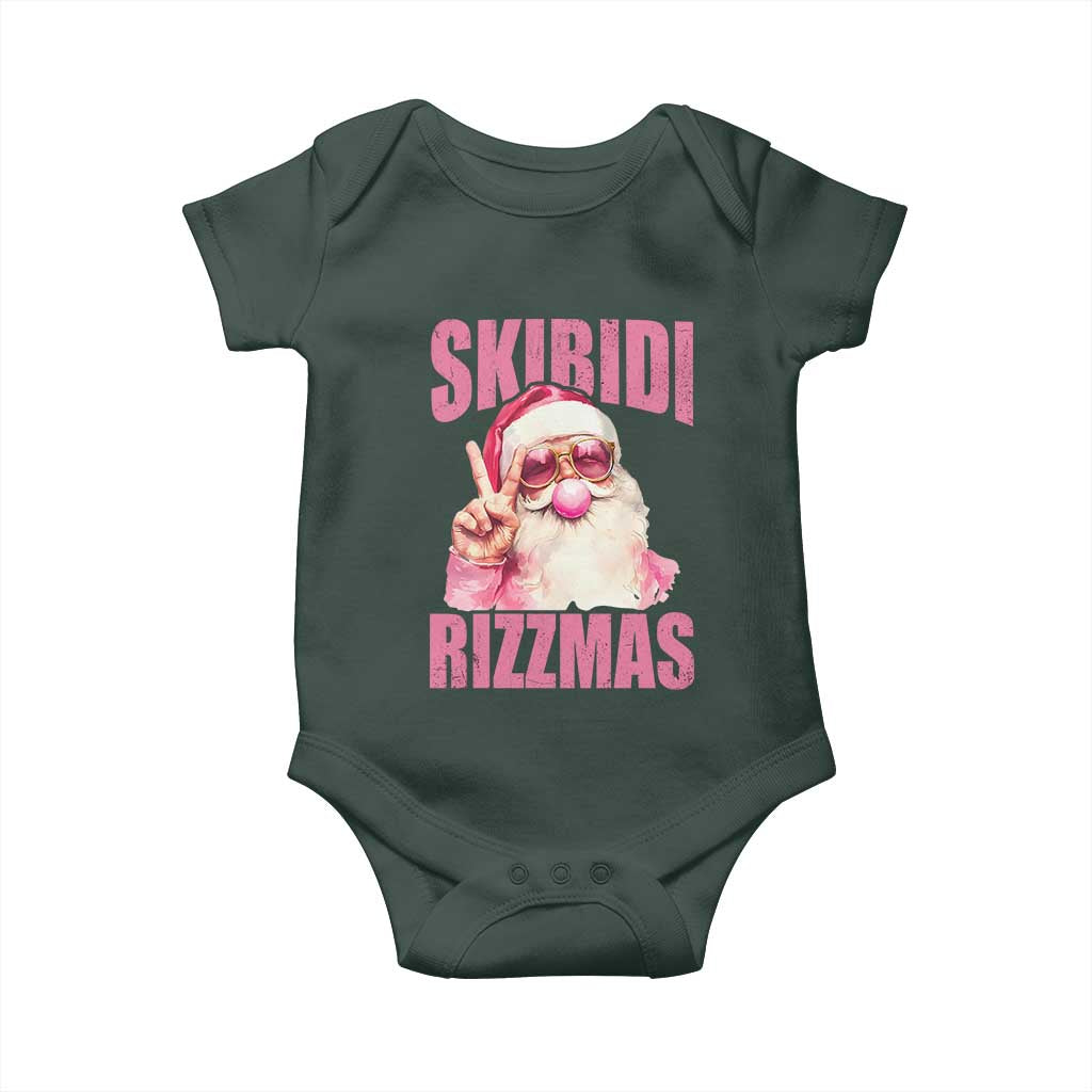 Funny Xmas Baby Onesie Skibidi Rizzmas Pink Santa Bubble Gum