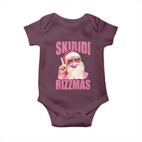 Funny Xmas Baby Onesie Skibidi Rizzmas Pink Santa Bubble Gum