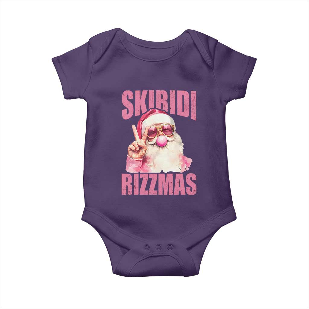 Funny Xmas Baby Onesie Skibidi Rizzmas Pink Santa Bubble Gum