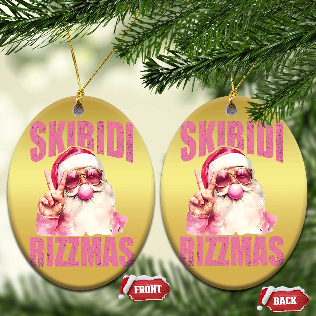 Funny Xmas Christmas Ornament Skibidi Rizzmas Pink Santa Bubble Gum - Wonder Print Shop