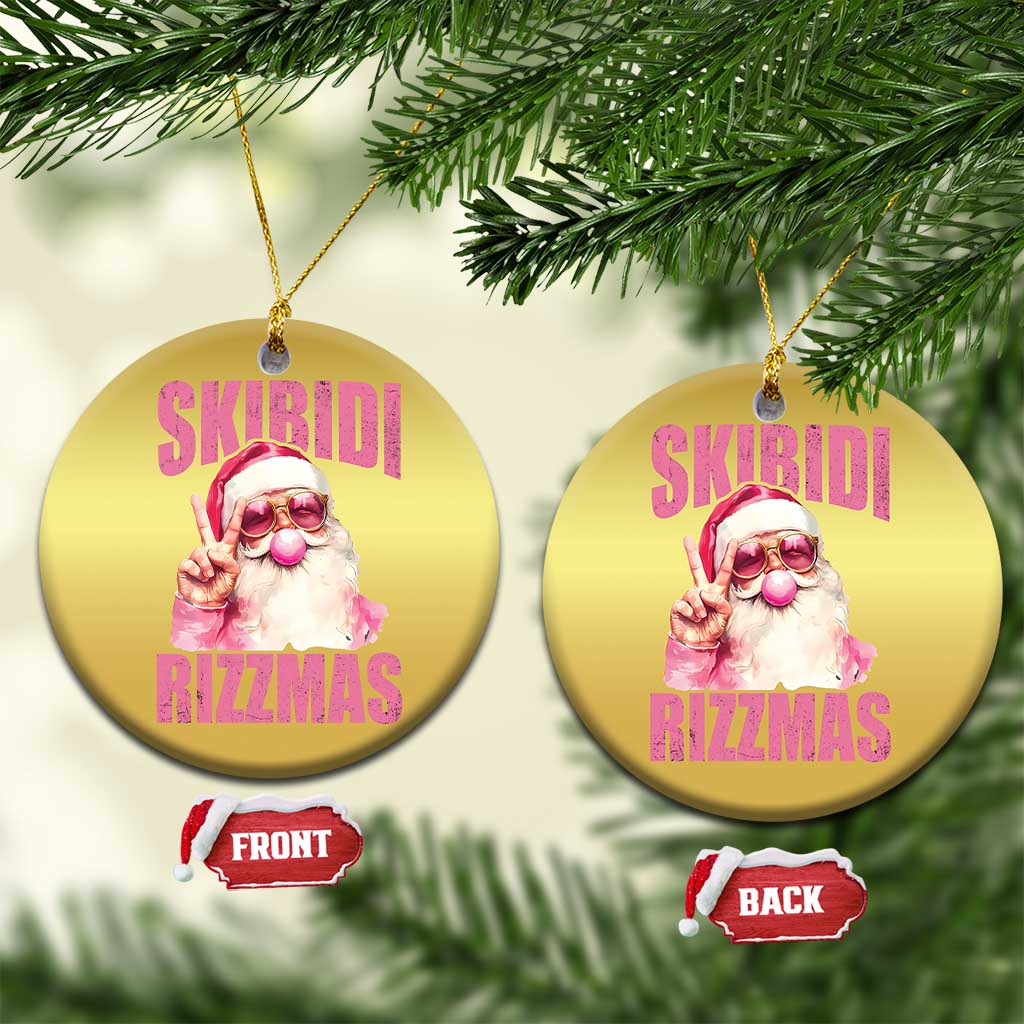 Funny Xmas Christmas Ornament Skibidi Rizzmas Pink Santa Bubble Gum - Wonder Print Shop