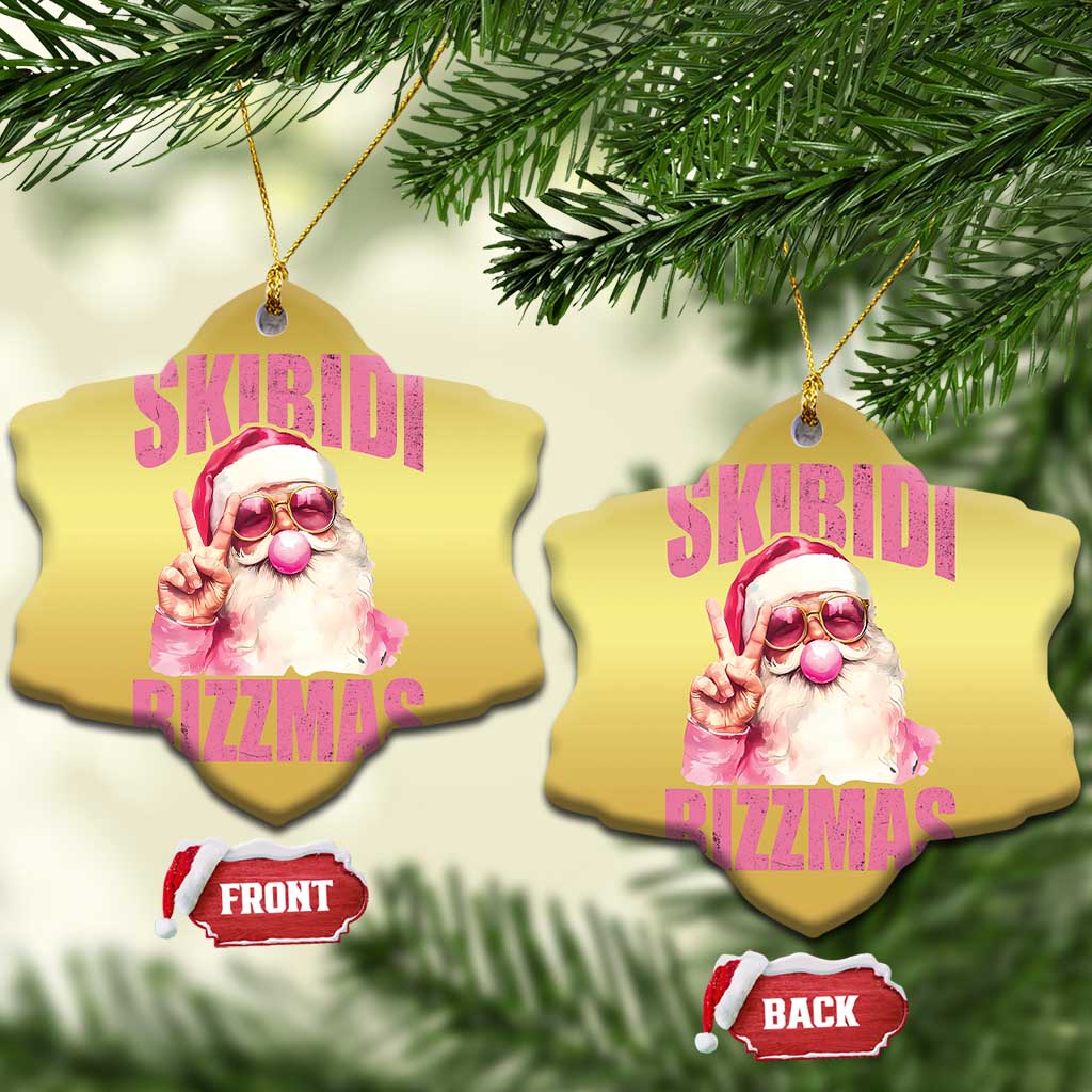 Funny Xmas Christmas Ornament Skibidi Rizzmas Pink Santa Bubble Gum - Wonder Print Shop