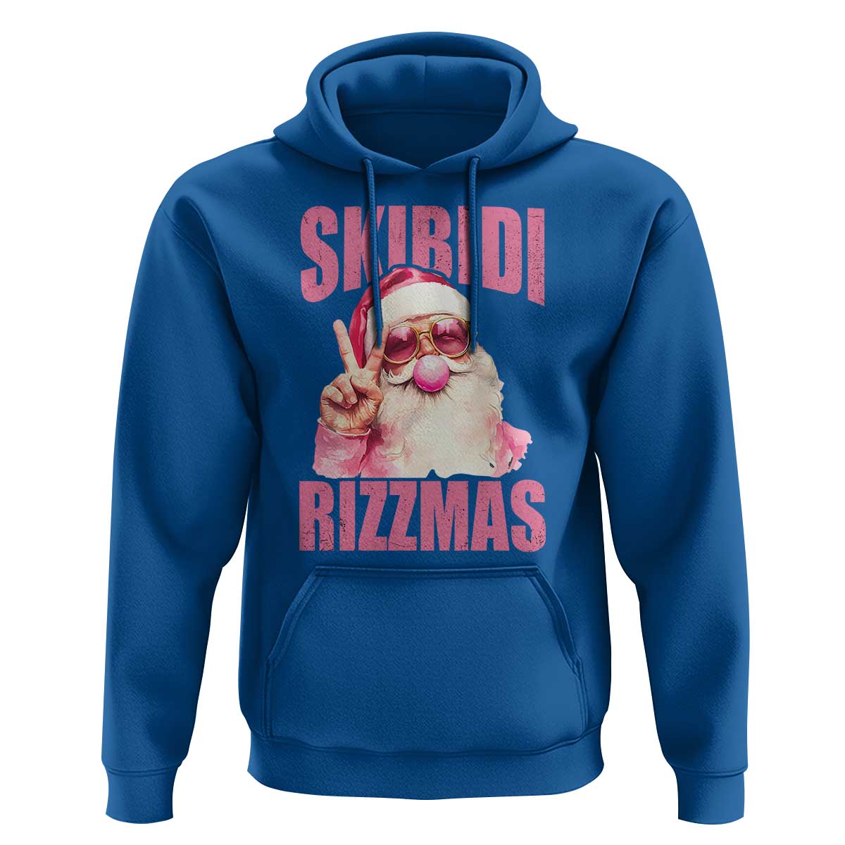 Funny Xmas Hoodie Skibidi Rizzmas Pink Santa Bubble Gum