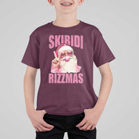 Funny Xmas T Shirt For Kid Skibidi Rizzmas Pink Santa Bubble Gum - Wonder Print Shop