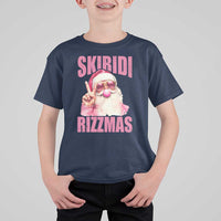 Funny Xmas T Shirt For Kid Skibidi Rizzmas Pink Santa Bubble Gum - Wonder Print Shop