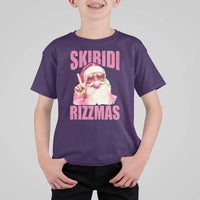 Funny Xmas T Shirt For Kid Skibidi Rizzmas Pink Santa Bubble Gum - Wonder Print Shop