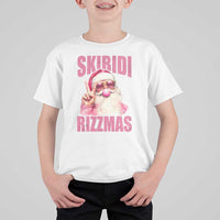 Funny Xmas T Shirt For Kid Skibidi Rizzmas Pink Santa Bubble Gum - Wonder Print Shop