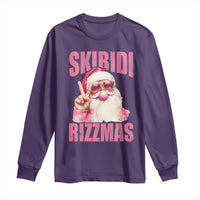 Funny Xmas Long Sleeve Shirt Skibidi Rizzmas Pink Santa Bubble Gum