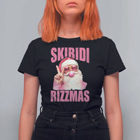 Funny Xmas T Shirt For Women Skibidi Rizzmas Pink Santa Bubble Gum - Wonder Print Shop