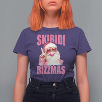 Funny Xmas T Shirt For Women Skibidi Rizzmas Pink Santa Bubble Gum - Wonder Print Shop