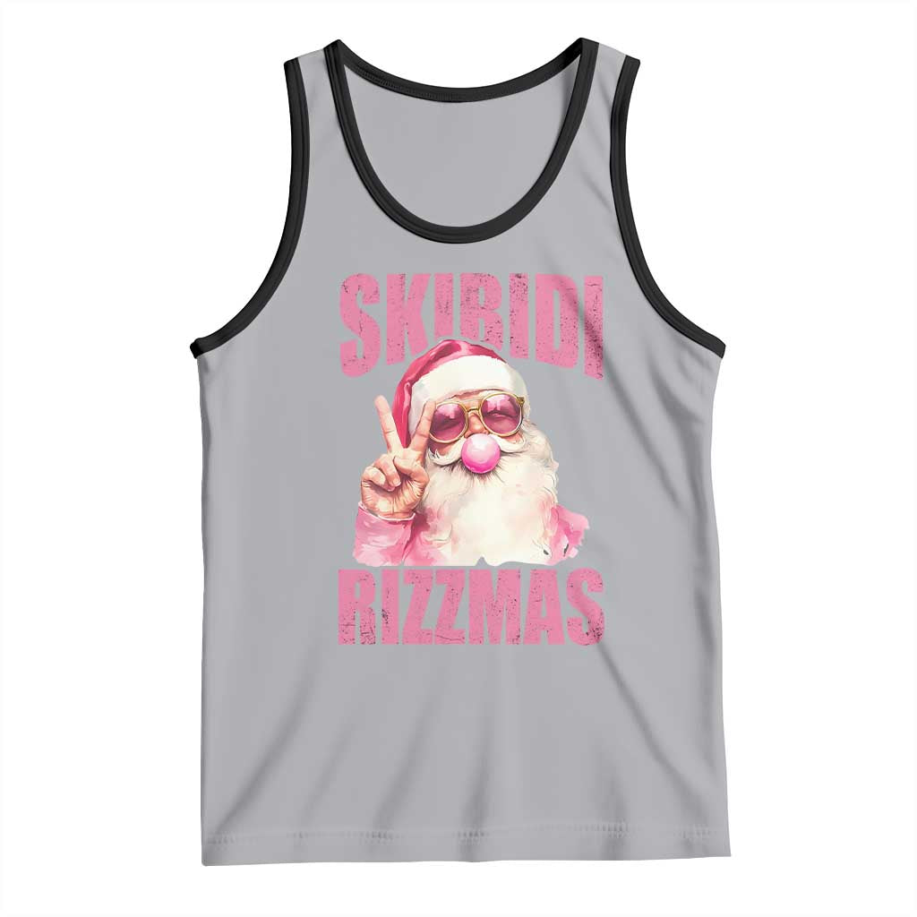 Funny Xmas Tank Top Skibidi Rizzmas Pink Santa Bubble Gum