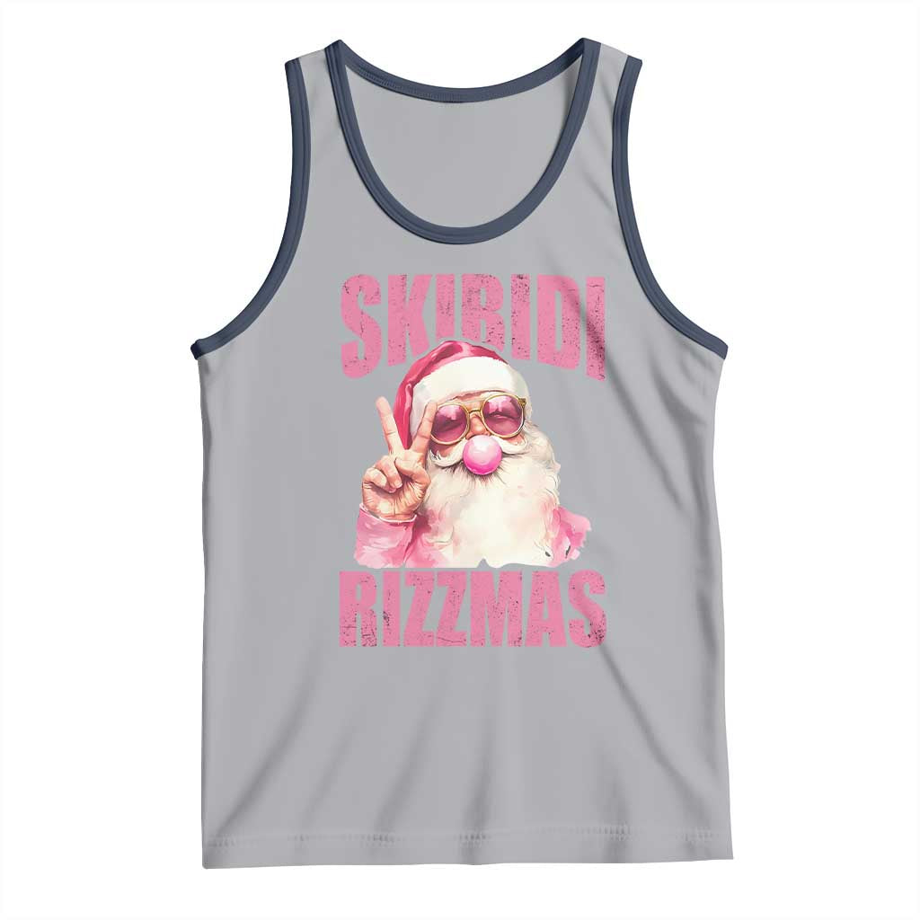 Funny Xmas Tank Top Skibidi Rizzmas Pink Santa Bubble Gum