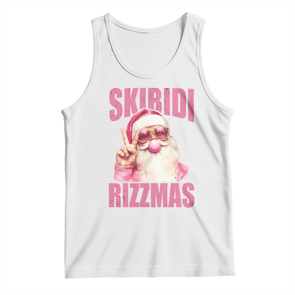 Funny Xmas Tank Top Skibidi Rizzmas Pink Santa Bubble Gum