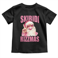 Funny Xmas Toddler T Shirt Skibidi Rizzmas Pink Santa Bubble Gum