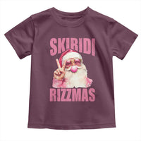 Funny Xmas Toddler T Shirt Skibidi Rizzmas Pink Santa Bubble Gum