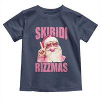 Funny Xmas Toddler T Shirt Skibidi Rizzmas Pink Santa Bubble Gum