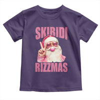 Funny Xmas Toddler T Shirt Skibidi Rizzmas Pink Santa Bubble Gum