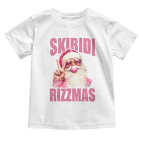 Funny Xmas Toddler T Shirt Skibidi Rizzmas Pink Santa Bubble Gum