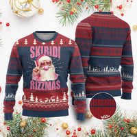 Funny Xmas Ugly Christmas Sweater Skibidi Rizzmas Pink Santa Bubble Gum - Wonder Print Shop