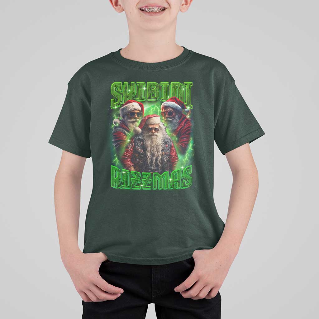 Funny Xmas T Shirt For Kid Skibidi Rizzmas Cool Santa Rizz - Wonder Print Shop