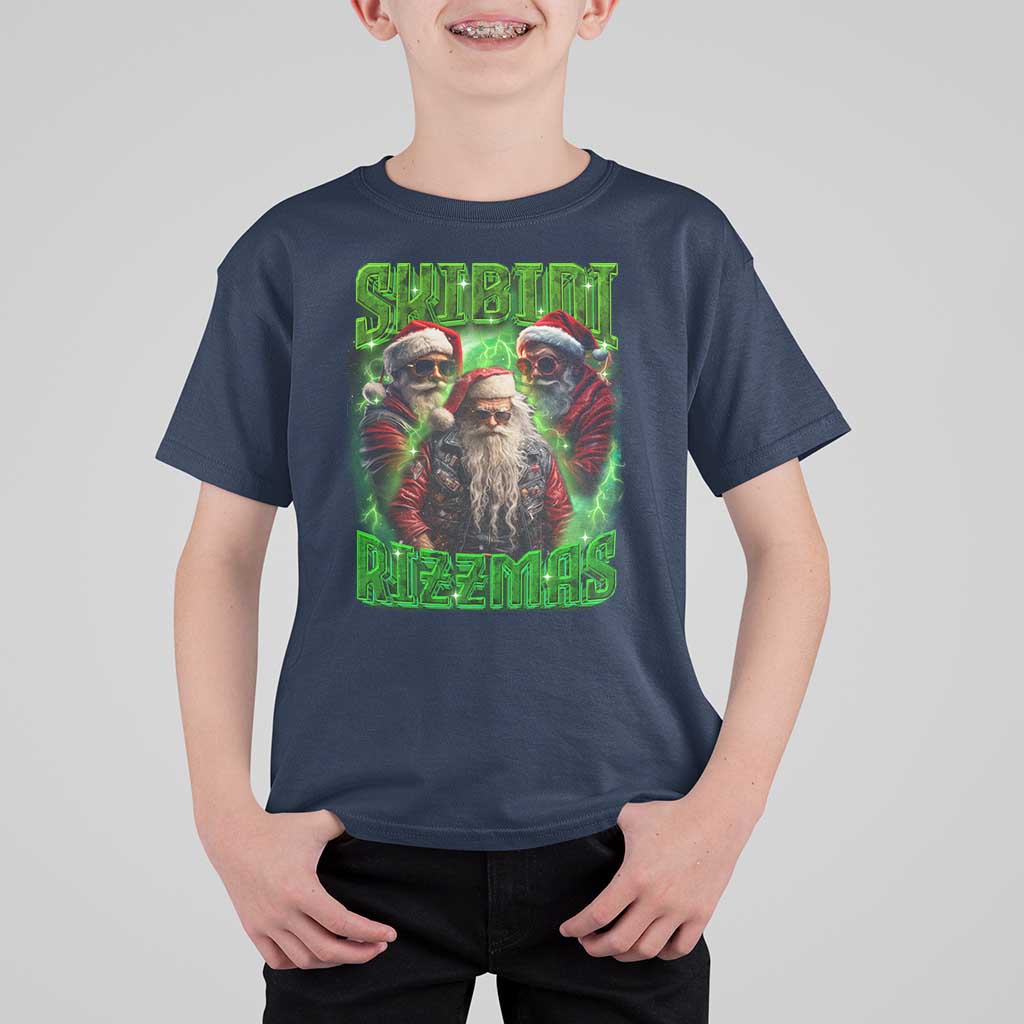Funny Xmas T Shirt For Kid Skibidi Rizzmas Cool Santa Rizz - Wonder Print Shop