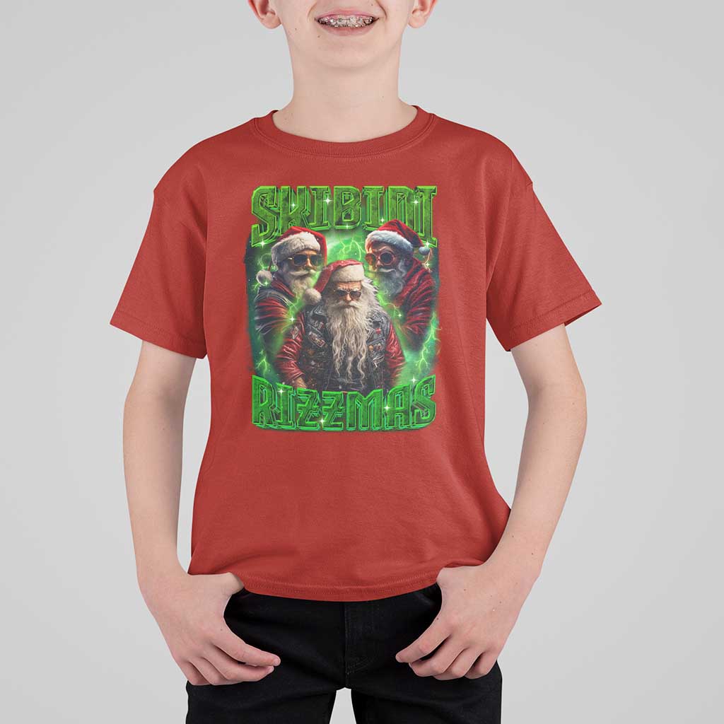 Funny Xmas T Shirt For Kid Skibidi Rizzmas Cool Santa Rizz - Wonder Print Shop