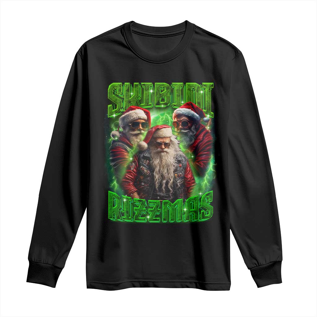 Funny Xmas Long Sleeve Shirt Skibidi Rizzmas Cool Santa Rizz