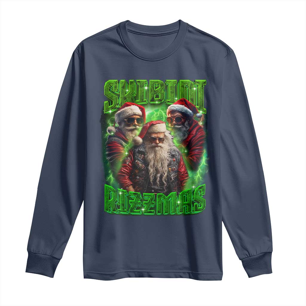Funny Xmas Long Sleeve Shirt Skibidi Rizzmas Cool Santa Rizz
