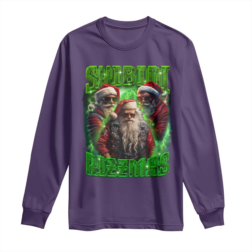 Funny Xmas Long Sleeve Shirt Skibidi Rizzmas Cool Santa Rizz