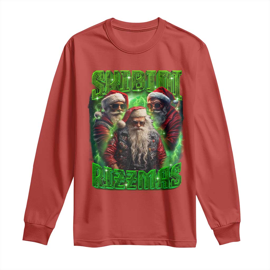 Funny Xmas Long Sleeve Shirt Skibidi Rizzmas Cool Santa Rizz