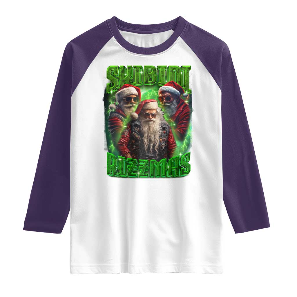 Funny Xmas Raglan Shirt Skibidi Rizzmas Cool Santa Rizz