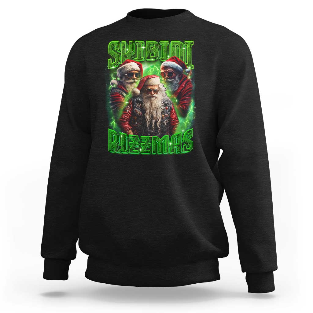 Funny Xmas Sweatshirt Skibidi Rizzmas Cool Santa Rizz - Wonder Print Shop