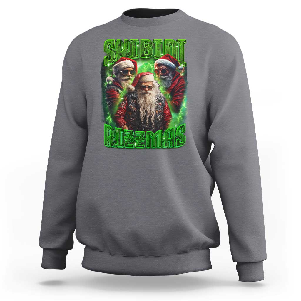 Funny Xmas Sweatshirt Skibidi Rizzmas Cool Santa Rizz - Wonder Print Shop