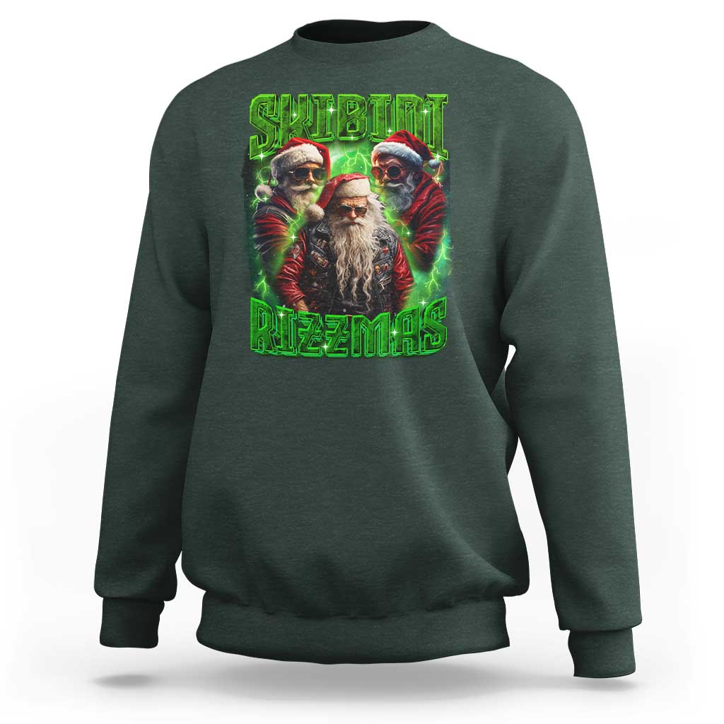 Funny Xmas Sweatshirt Skibidi Rizzmas Cool Santa Rizz - Wonder Print Shop