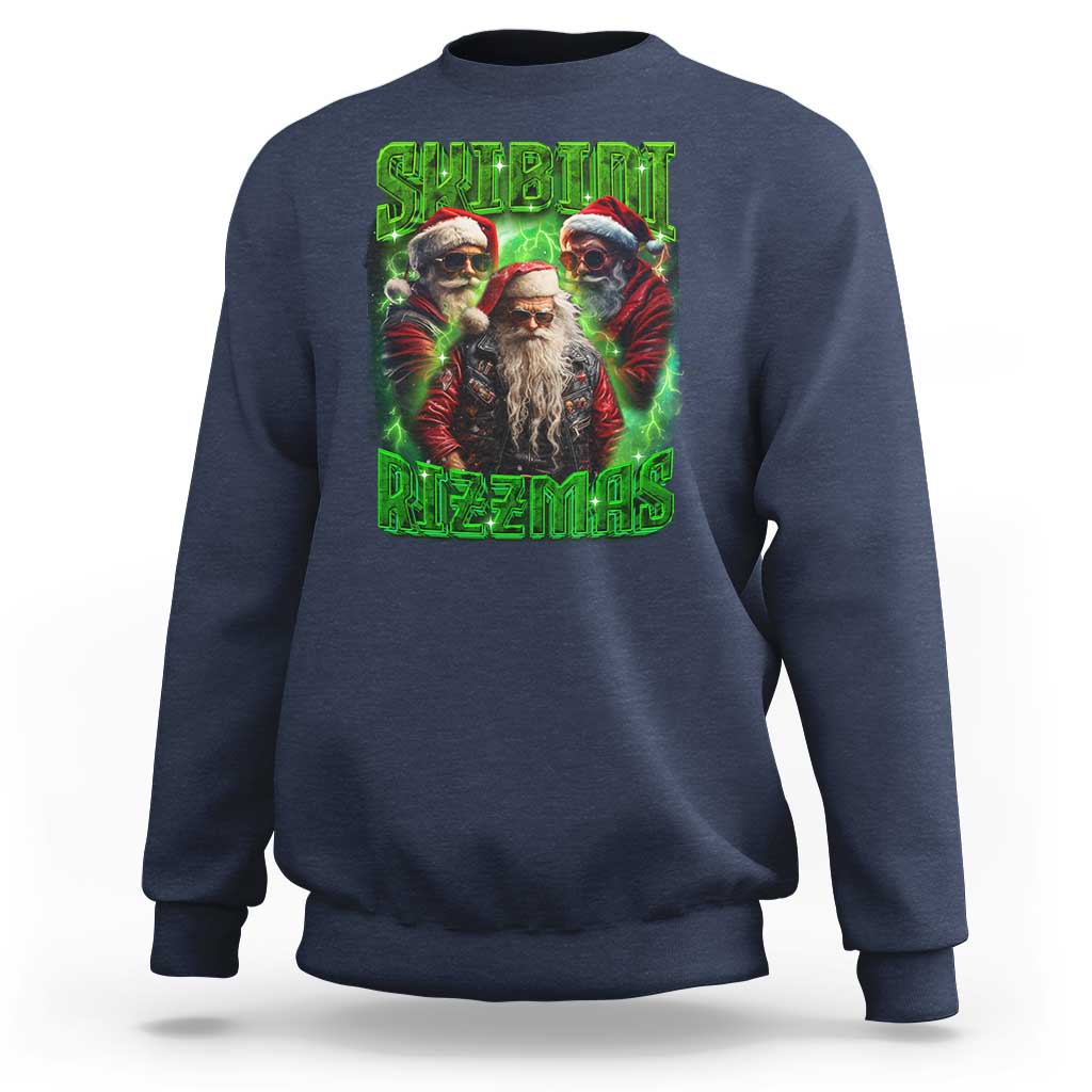 Funny Xmas Sweatshirt Skibidi Rizzmas Cool Santa Rizz - Wonder Print Shop