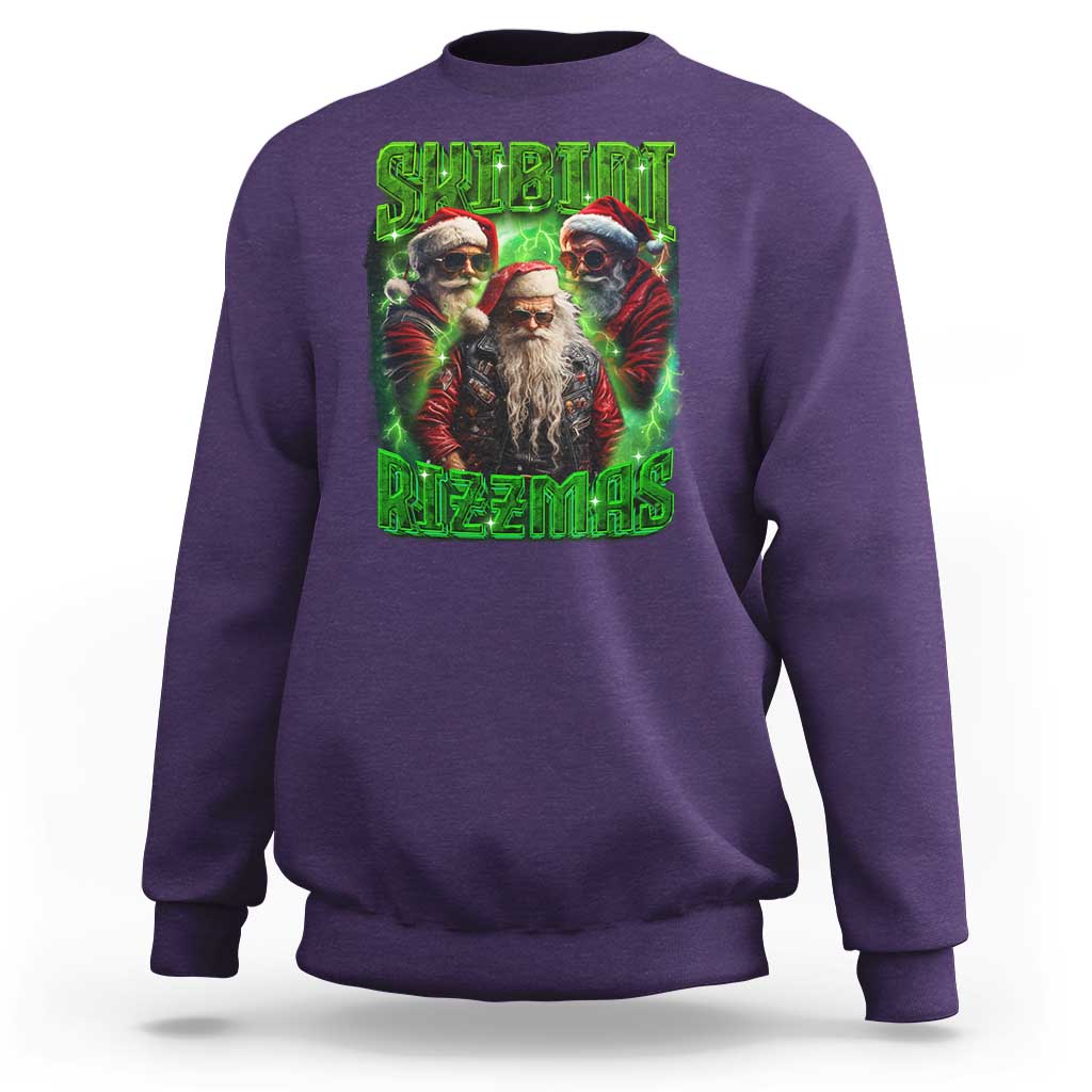 Funny Xmas Sweatshirt Skibidi Rizzmas Cool Santa Rizz - Wonder Print Shop