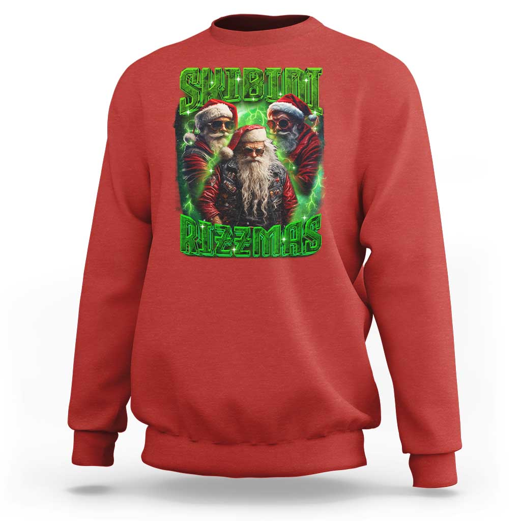 Funny Xmas Sweatshirt Skibidi Rizzmas Cool Santa Rizz - Wonder Print Shop