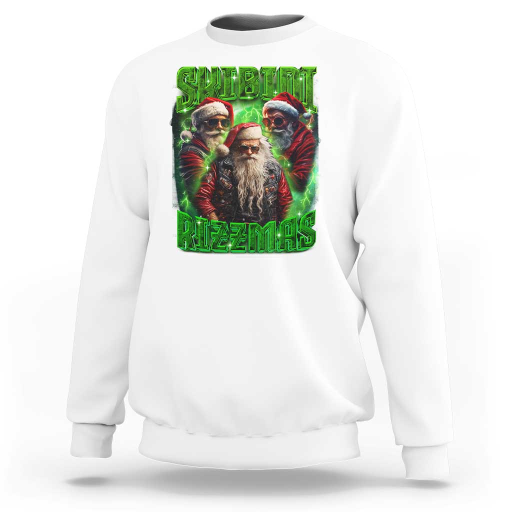 Funny Xmas Sweatshirt Skibidi Rizzmas Cool Santa Rizz - Wonder Print Shop