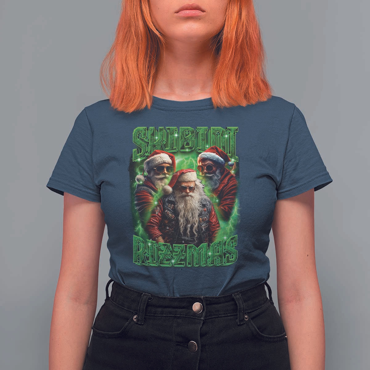 Funny Xmas T Shirt For Women Skibidi Rizzmas Cool Santa Rizz - Wonder Print Shop