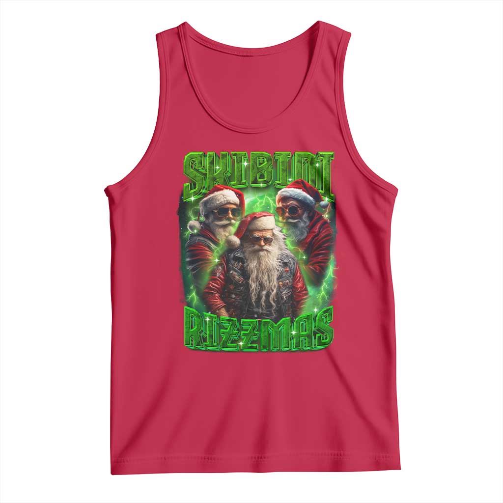 Funny Xmas Tank Top Skibidi Rizzmas Cool Santa Rizz