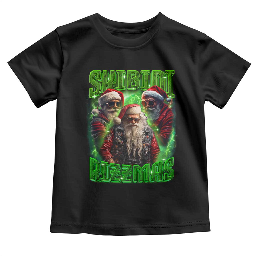 Funny Xmas Toddler T Shirt Skibidi Rizzmas Cool Santa Rizz