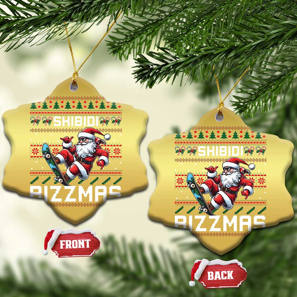 Funny Xmas Christmas Ornament Skibidi Rizzmas Cool Santa Skateboard Rizz - Wonder Print Shop