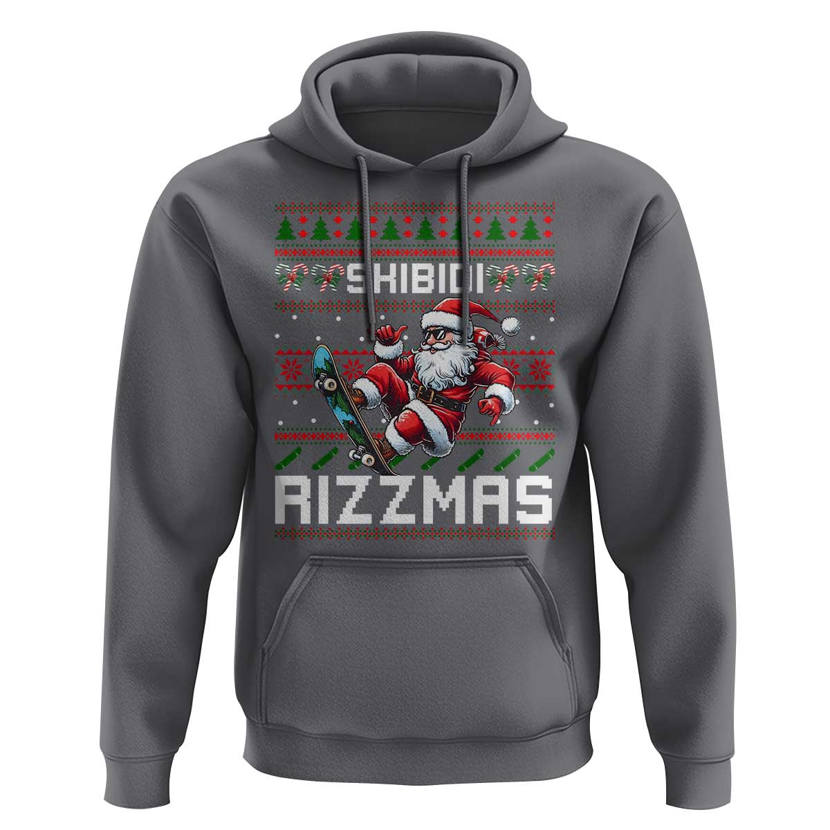 Funny Xmas Hoodie Skibidi Rizzmas Cool Santa Skateboard Rizz