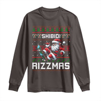 Funny Xmas Long Sleeve Shirt Skibidi Rizzmas Cool Santa Skateboard Rizz