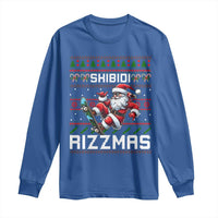 Funny Xmas Long Sleeve Shirt Skibidi Rizzmas Cool Santa Skateboard Rizz