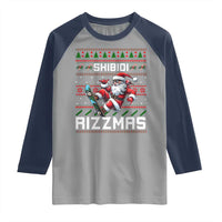Funny Xmas Raglan Shirt Skibidi Rizzmas Cool Santa Skateboard Rizz