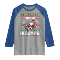 Funny Xmas Raglan Shirt Skibidi Rizzmas Cool Santa Skateboard Rizz